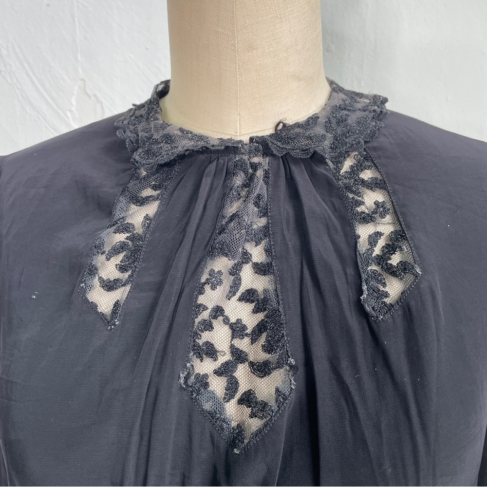 Vintage 1940s Black Rayon Blouse As-Is Distressed - Picture 2 of 8